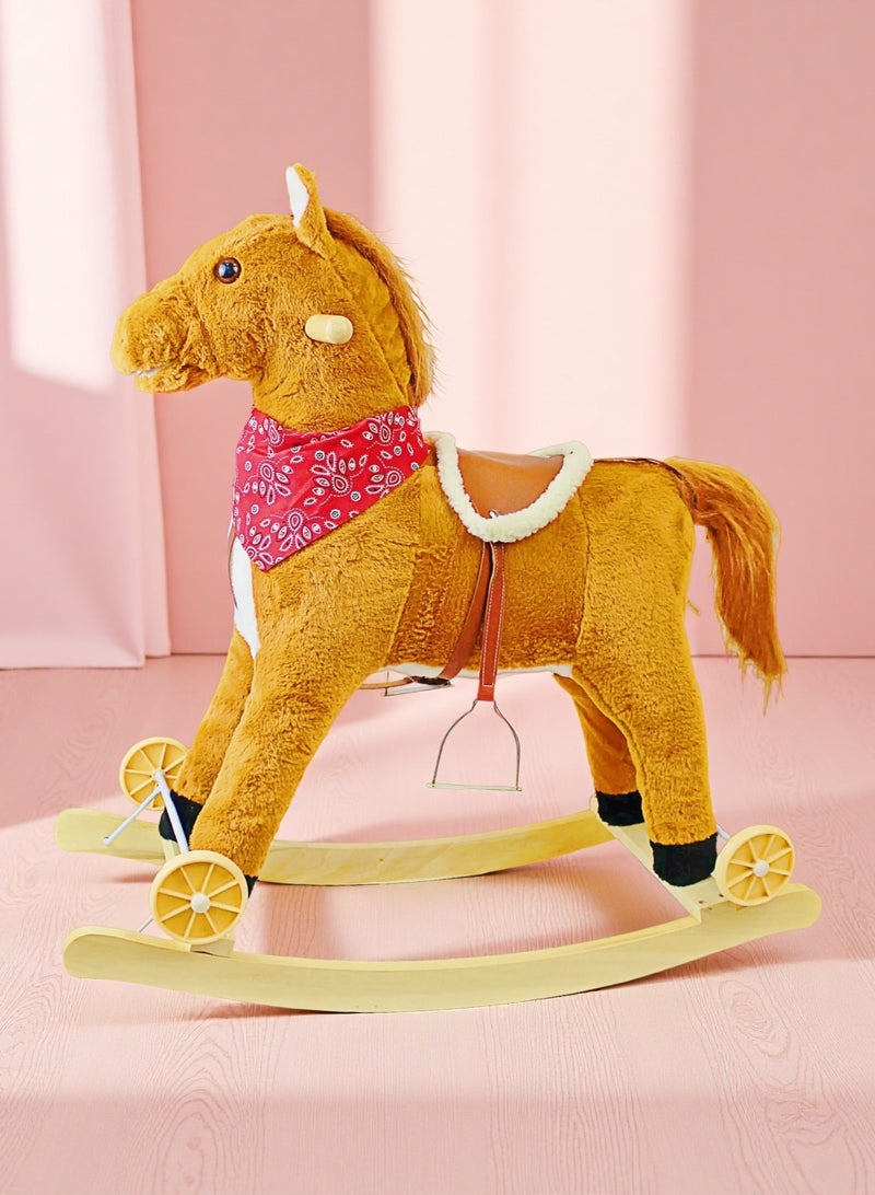 Ride-On Rocking Horse Plush Rocking Horse with Wheels for Kids 2 in 1 Rocker & Ride-On Slider Toy for Toddlers - Image 4