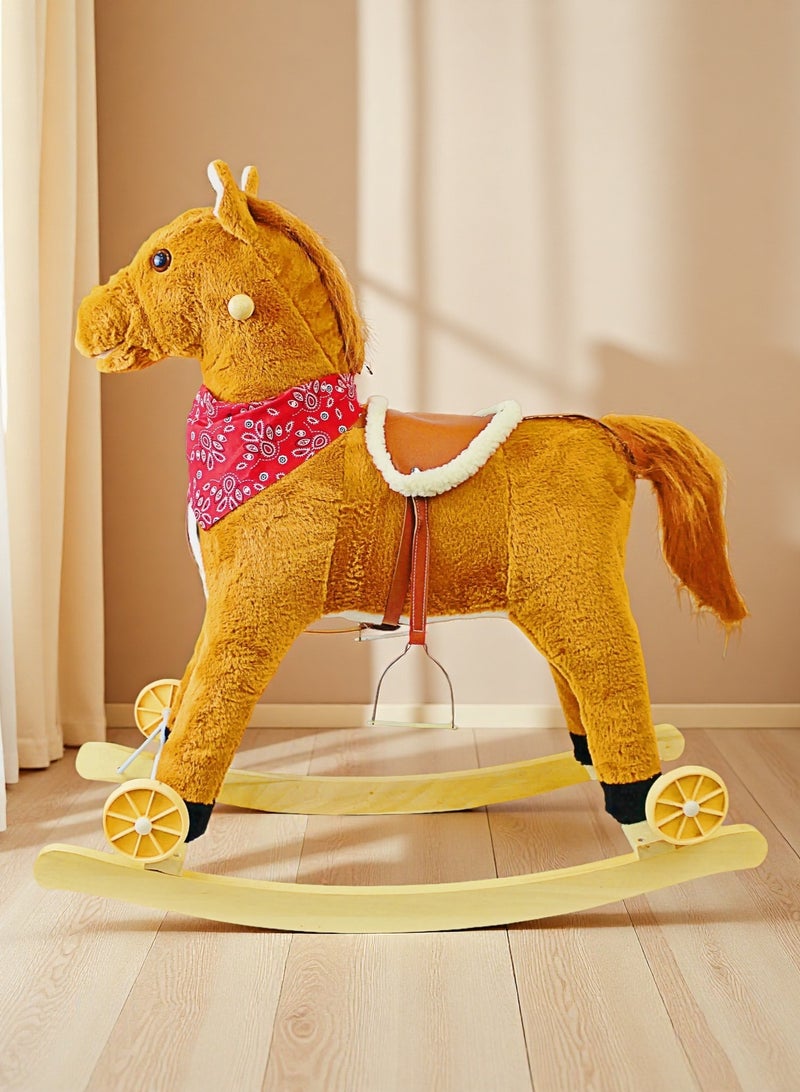 Ride-On Rocking Horse Plush Rocking Horse with Wheels for Kids 2 in 1 Rocker & Ride-On Slider Toy for Toddlers - Image 1