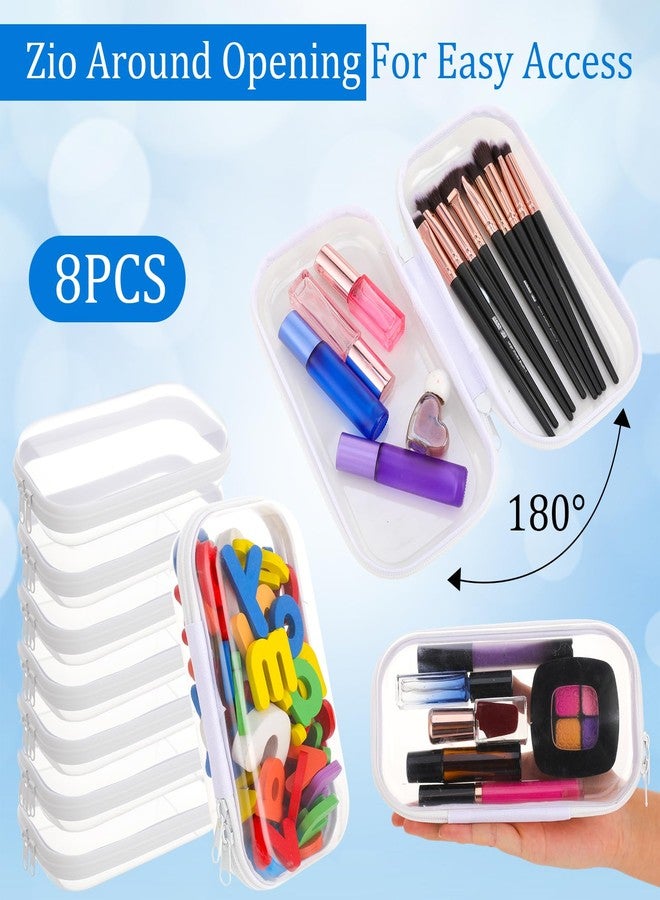 Hokoad 8Pcs Clear Hard Shell Zipper Case, Transparent Hard Plastic Zipper Pouches, Portable Travel Storage Organizer Bins, Hard Plastic Case for Toy Cosmetics Snacks Toiletry (S: 7.8 x 4.3 x 2 Inch) - Image 5