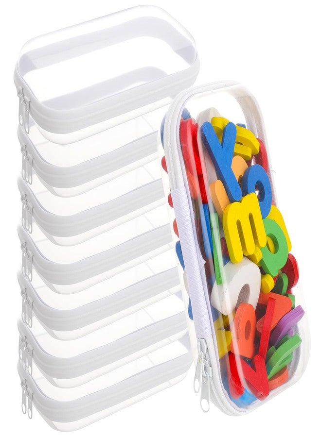Hokoad 8Pcs Clear Hard Shell Zipper Case, Transparent Hard Plastic Zipper Pouches, Portable Travel Storage Organizer Bins, Hard Plastic Case for Toy Cosmetics Snacks Toiletry (S: 7.8 x 4.3 x 2 Inch) - Image 1