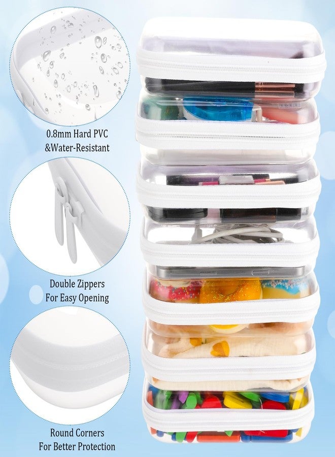 Hokoad 8Pcs Clear Hard Shell Zipper Case, Transparent Hard Plastic Zipper Pouches, Portable Travel Storage Organizer Bins, Hard Plastic Case for Toy Cosmetics Snacks Toiletry (S: 7.8 x 4.3 x 2 Inch) - Image 3