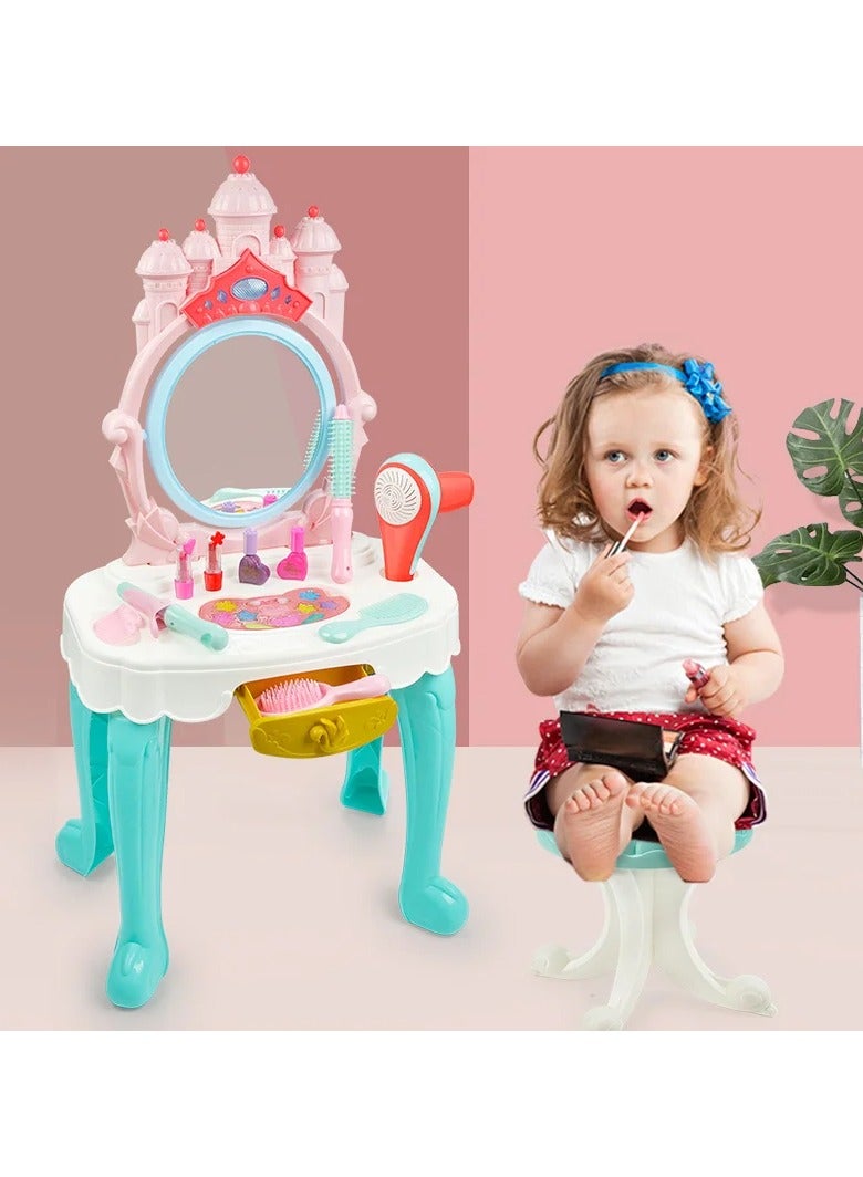 واي نوت أجمل طاولة زينة للبنات بصوت وموسيقى وإضاءة – لعبة مكياج للأطفال مع مرآة دوارة وإكسسوارات - Image 2