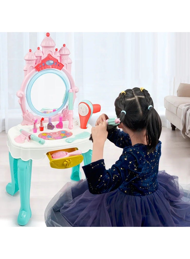 واي نوت أجمل طاولة زينة للبنات بصوت وموسيقى وإضاءة – لعبة مكياج للأطفال مع مرآة دوارة وإكسسوارات - Image 3