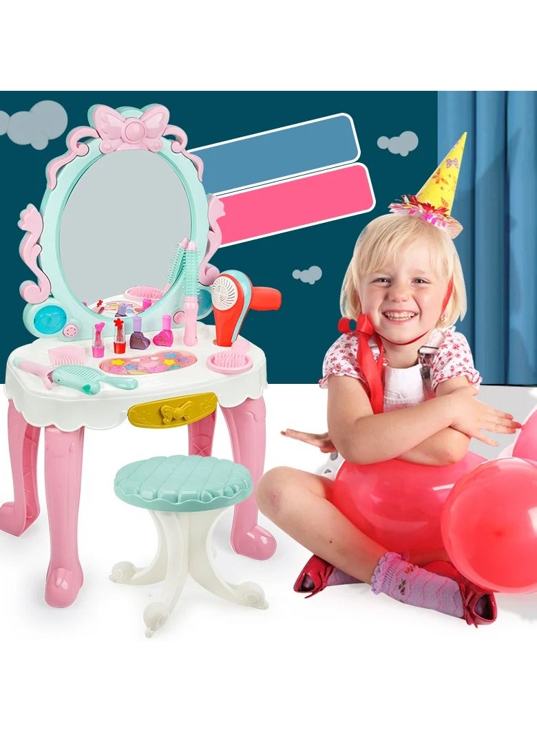 واي نوت أجمل طاولة زينة للبنات بصوت وموسيقى وإضاءة – لعبة مكياج للأطفال مع مرآة دوارة وإكسسوارات - Image 5