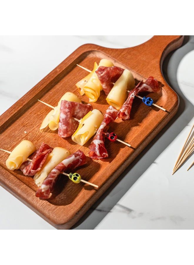 PuTwo Cocktail Picks Handmade Bamboo Toothpicks 100ct 4.7" in Multicolor Skulls - Image 5