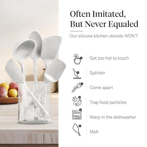 GIR: Get It Right 5-Piece Silicone Essentials Kitchen Utensils Set - Ladle, Spatula, Flip, Spoon & Spoonula - Non-Toxic Cooking Utensils for Nonstick Cookware, Cooking and Baking - Party Confetti - Image 5