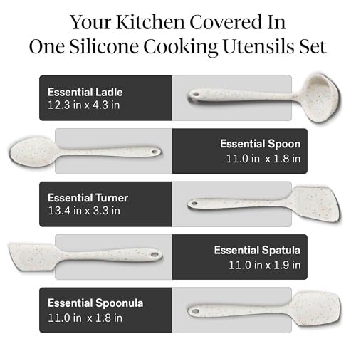 GIR: Get It Right 5-Piece Silicone Essentials Kitchen Utensils Set - Ladle, Spatula, Flip, Spoon & Spoonula - Non-Toxic Cooking Utensils for Nonstick Cookware, Cooking and Baking - Party Confetti - Image 3