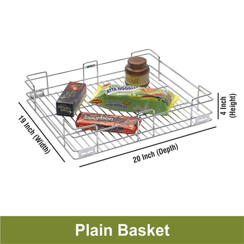 KEEPWELL Stainless Steel Kitchen Plain Basket Kitchen Trolley Modular Kitchen Basket Storage Basket for Kitchen Utensils Kitchen Basket Tray Rack 19 X 20 X 4 - Image 2