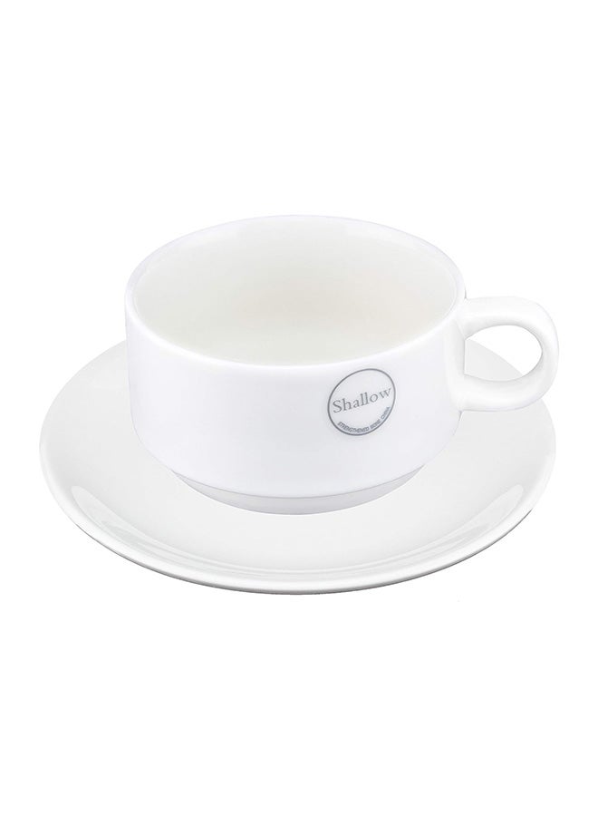 Shallow Bone China Hospitality Coffee Cup, White, 220ml, JX130-C001-01 - Image 1