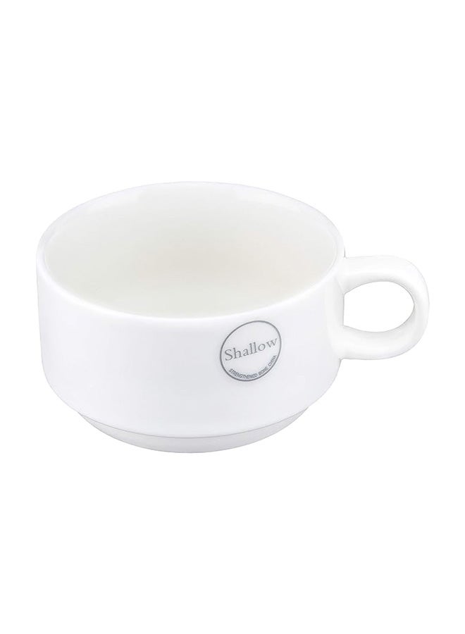 Shallow Bone China Hospitality Coffee Cup, White, 220ml, JX130-C001-01 - Image 3