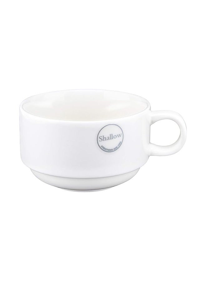 Shallow Bone China Hospitality Coffee Cup, White, 220ml, JX130-C001-01 - Image 2