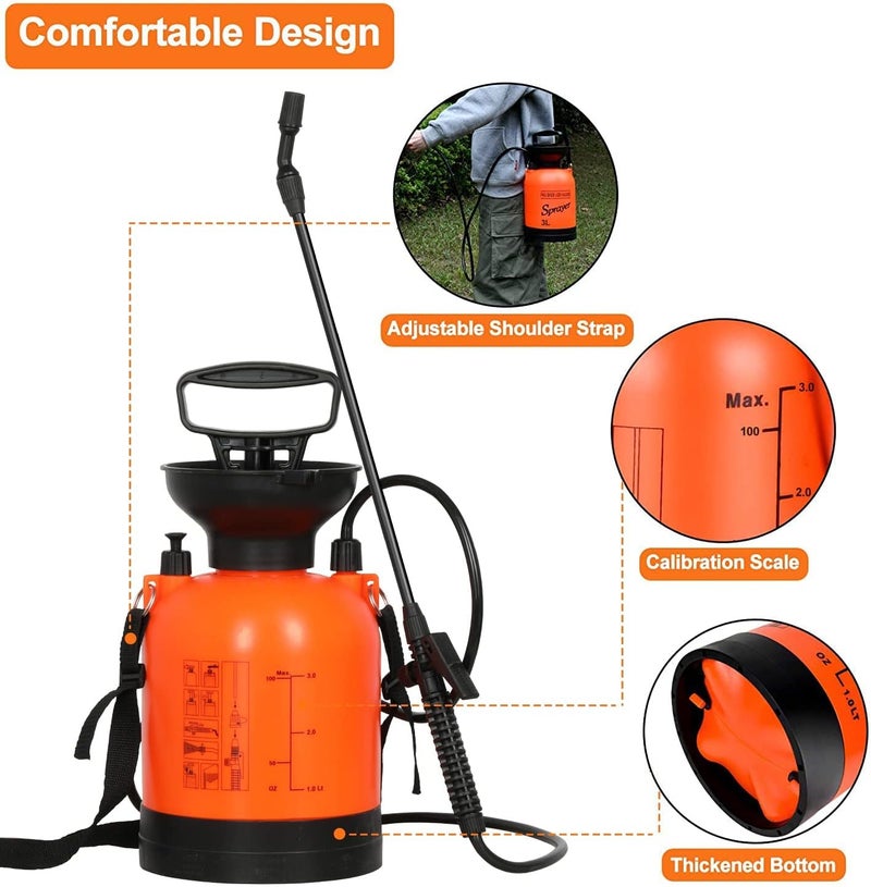 iPower 08 Gallon Lawn Garden Pump Sprayer Adjustable Shoulder Strap Pressure Relief Valve with 65 Inch Hand Pruner Combo Stainless Steel Blades Orange - Image 4