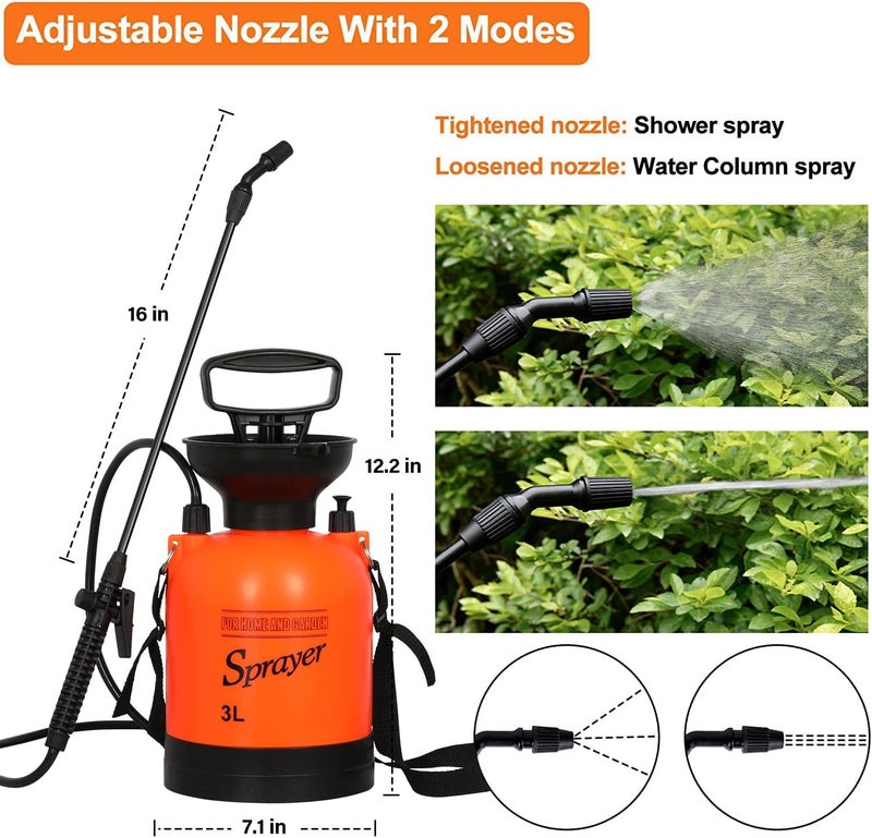 iPower 08 Gallon Lawn Garden Pump Sprayer Adjustable Shoulder Strap Pressure Relief Valve with 65 Inch Hand Pruner Combo Stainless Steel Blades Orange - Image 2