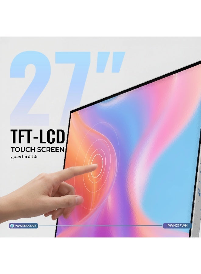 Powerology TouchVision Pro Portable Smart Touch Display 27-Inch FHD 1920×1080, Android 15, 6GB RAM, 128GB Storage, 27000mAh Battery, WiFi & Bluetooth, HDMI/USB-C - Image 5