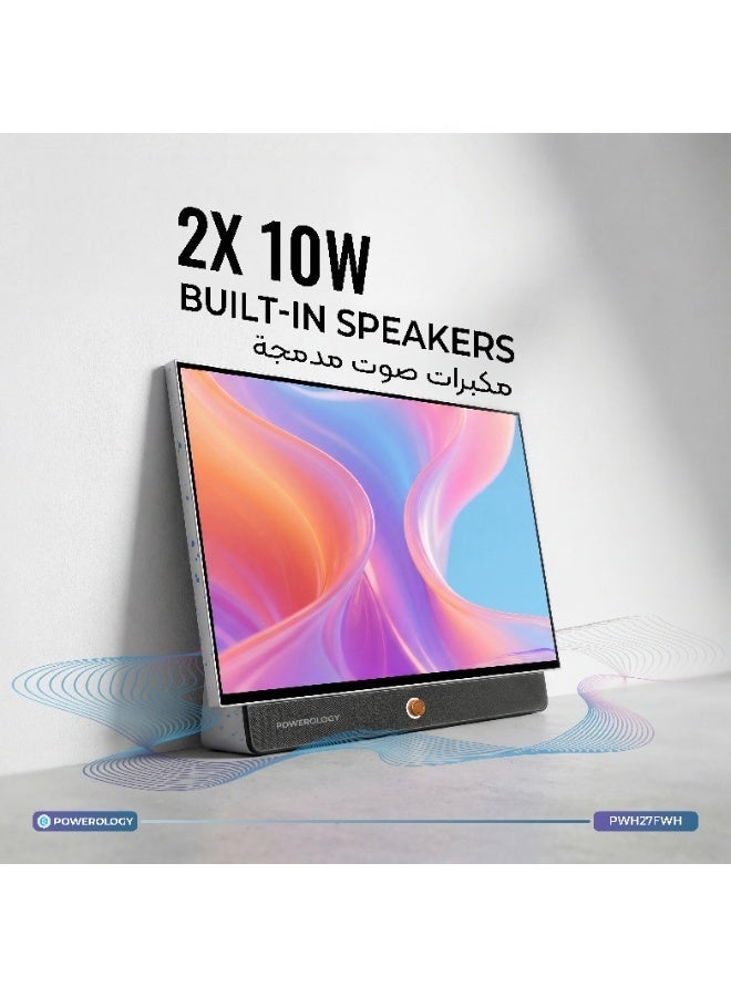 Powerology TouchVision Pro Portable Smart Touch Display 27-Inch FHD 1920×1080, Android 15, 6GB RAM, 128GB Storage, 27000mAh Battery, WiFi & Bluetooth, HDMI/USB-C - Image 4