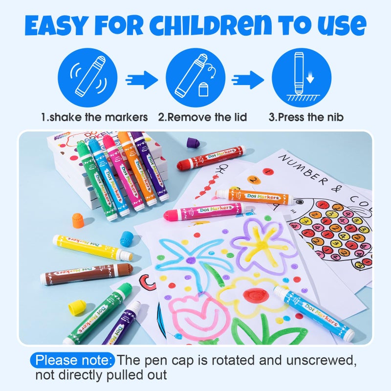 FUMILE 120 Pcs Dot Markers Bulk, 8 Colors Bingo Daubers Bulk for Toddlers,Washable Bingo Markers,Bingo Supplies,Dot Paint for Painting Supplies Drawing Coloring and Art Crafts(15 Boxs) - Image 5