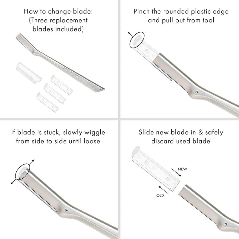 Tweezerman شفرات استبدال ماكينة حلاقة الوجه من تويزرمان، 4 قطع (عبوة من 1) - Image 2