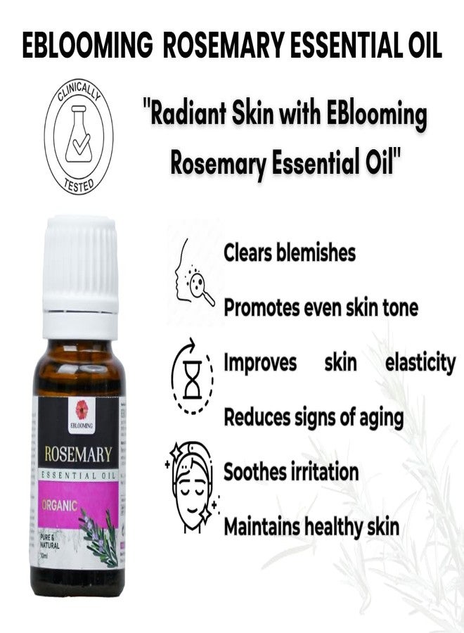 Eblooming Rosemary Essential Oil- 10ml, Clinically Tested, Promotes Hair Growth, Controls Hair Fall, Nourishment, Skin Care, Aromatherapy, Massage, Organic, Pure and Natural, Undiluted - Image 5