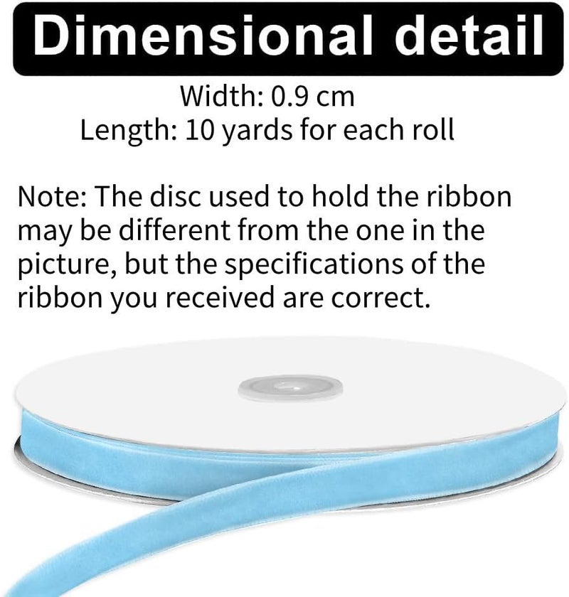 HZYH Velvet Ribbon Roll, 10 Yards Single Face Velvet Fabric Ribbon for Gift Wrapping, Bow Making, Wedding, Flower Arranging, Valentine’s Day, Christmas Decoration (Blue) - Image 3