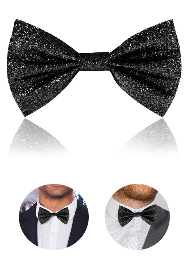 Glitter Bow Tie Sparkling Sequin Bowtie and Adjustable Strap Buckle Shiny Glittering Pre-tied Bow tie for Men Bachelor Dance Hen Night Party Carnival Christmas Fancy Dress Stage Show - Image 1