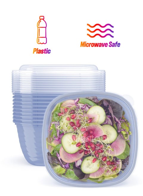 Bentgo Prep - 1-Compartment Bowls with Custom Fit Lids - Reusable, Microwaveable, Durable BPA-Free, Freezer and Dishwasher Safe Meal Prep Food Storage Containers - 10 Bowls & 10 Lids (Periwinkle)