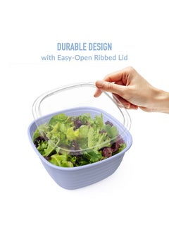 Bentgo Bentgo Prep - 1-Compartment Bowls with Custom Fit Lids - Reusable, Microwaveable, Durable BPA-Free, Freezer and Dishwasher Safe Meal Prep Food Storage Containers - 10 Bowls & 10 Lids (Periwinkle)  - Image 4