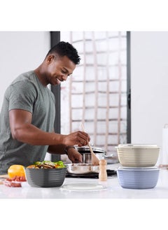 Bentgo Bentgo Prep - 1-Compartment Bowls with Custom Fit Lids - Reusable, Microwaveable, Durable BPA-Free, Freezer and Dishwasher Safe Meal Prep Food Storage Containers - 10 Bowls & 10 Lids (Periwinkle)  - Image 3