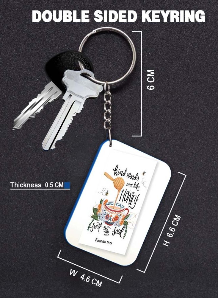 Service Zone Keychain Small Gift To Love One Rectangle Shape With Double Side Print Kind Words Are Like Honey 