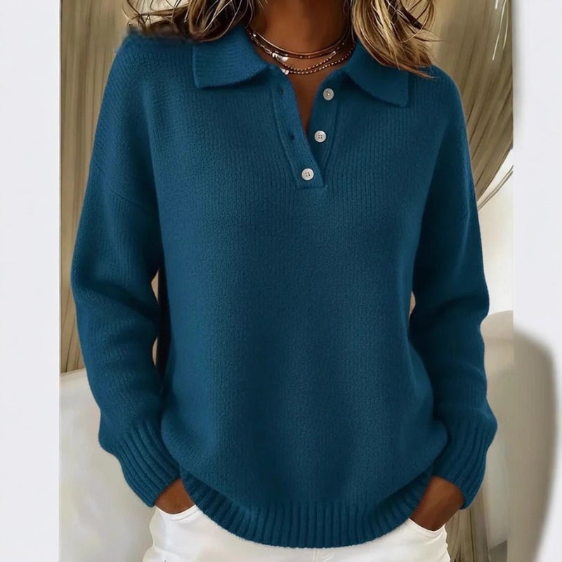 Women's Loose Fit Collared Long Sleeve Button Sweater 2025 Autumn Winter - Image 5