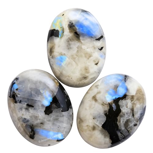 Amazing Gemstone Rainbow Moonstone Crystals and Healing Stones - Large Palm Stone Crystals Piedra - Crystal for Good Luck, Positive Energy, Meditation - Unique Stocking Stuffers Gifts for Women, Men - Image 3