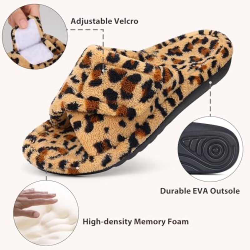 shevalues Orthopedic Slippers for Women with Arch Support Adjustable Open Toe House Shoes for Plantar Fasciitis - Image 5