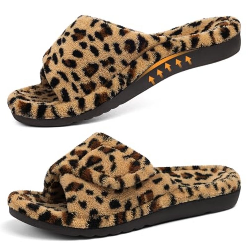 shevalues Orthopedic Slippers for Women with Arch Support Adjustable Open Toe House Shoes for Plantar Fasciitis - Image 1
