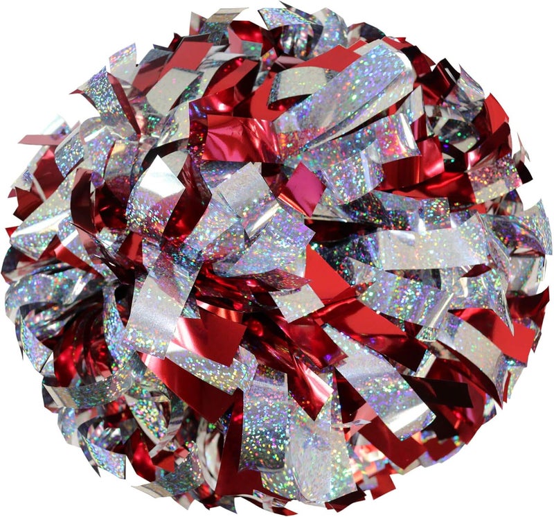 Danzcue 6 Inches Metallic Cheerleading Pom Pom with Baton Handle Pack of 2 - Image 1