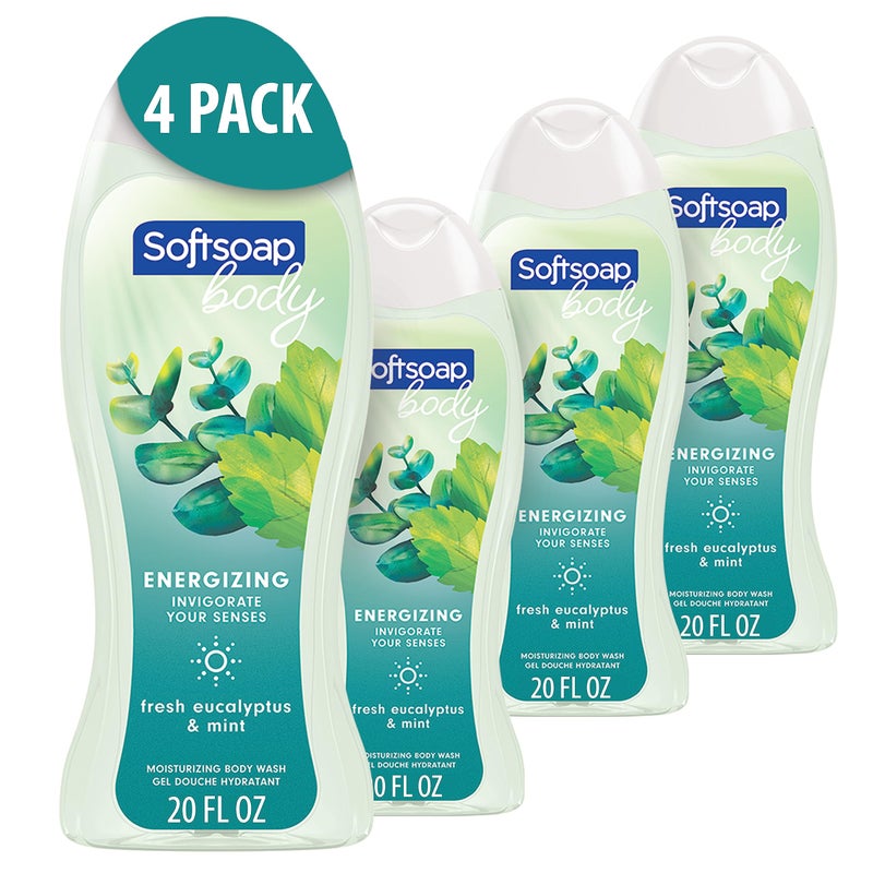 Softsoap Eucalyptus & Mint Body Wash, Moisturizing Body Wash, 20 Oz, (4 Pack) - Image 1