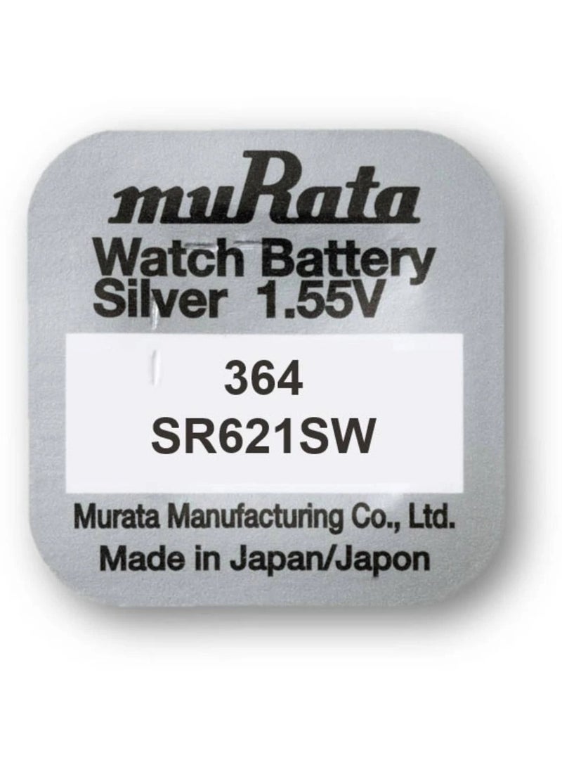 muRATA 10-Pieces Murata 364 / SR621SW Silver Oxide 1.55V Watch Batteries - Image 2