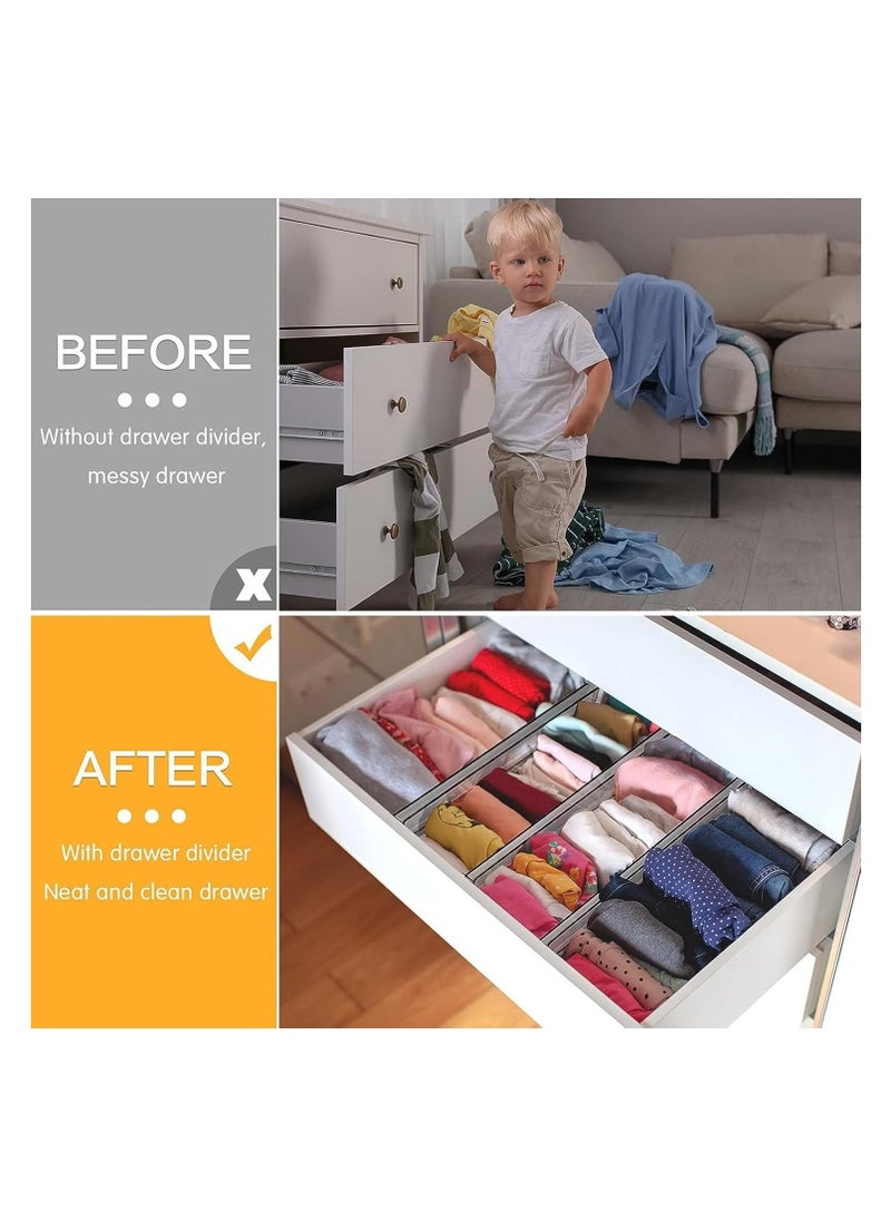 Arabest Drawer Dividers Organizers 8 Pack, U HOOME Adjustable 3.2" High Expandable from 11.5-21.7" Kitchen Drawer Organizer for Clothing, Plastic Drawers Separators for Kitchen Utensils and Office (Grey)  - Image 5