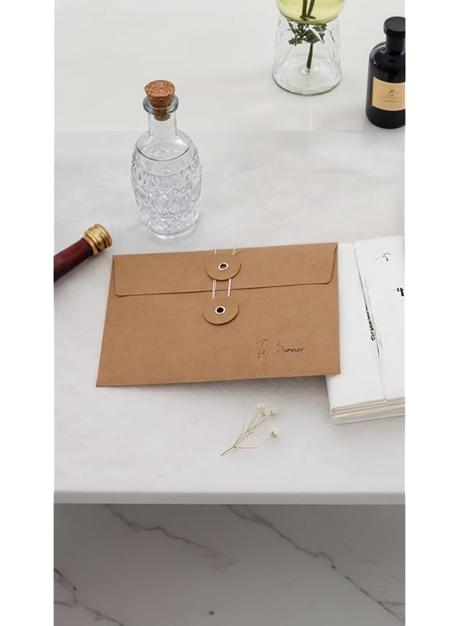 erorex 10 Pcs Kraft Paper Envelopes With Button And String Closure Vintage Pockets For Mail Postcards Bills Invitations Brown 6.7X4.5 Inch  - Image 3