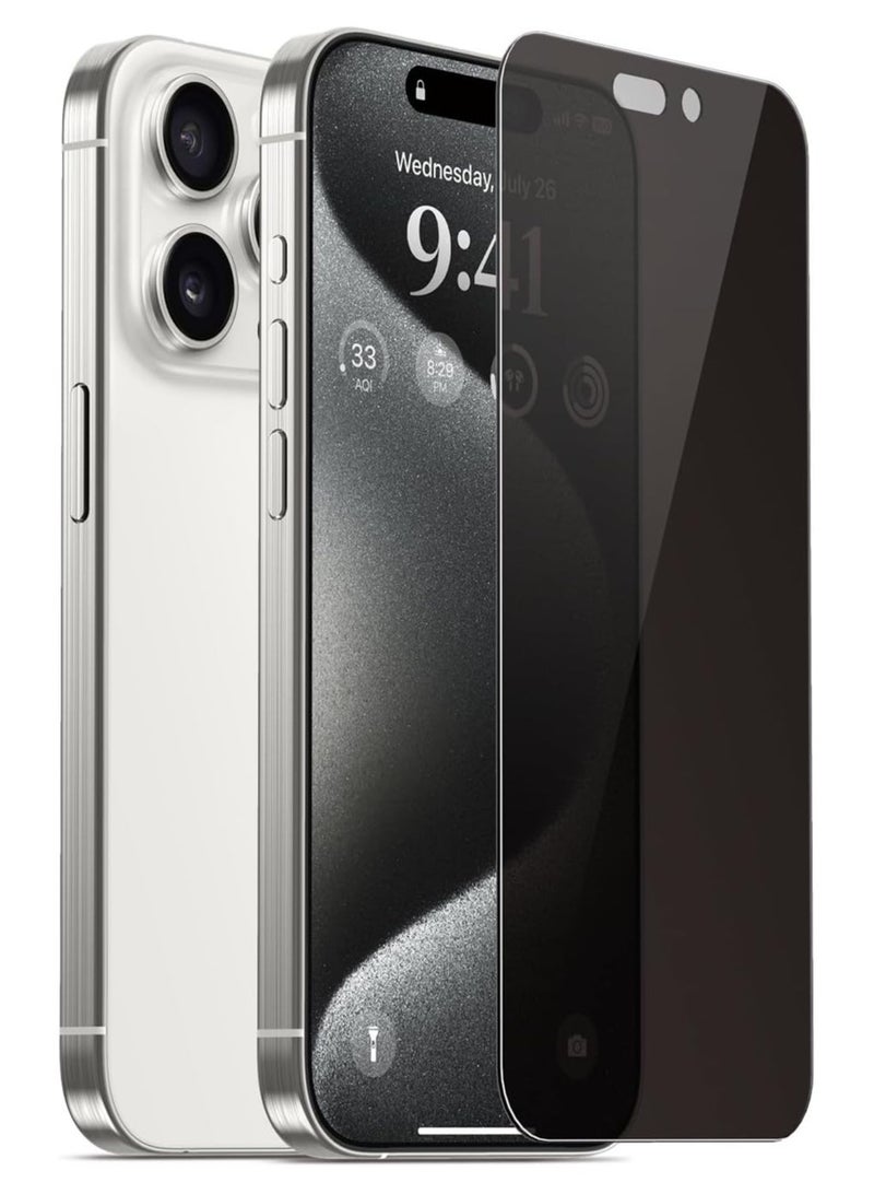 إلترازون واقي شاشة من الزجاج المقوى للخصوصية لهاتف iPhone 15 Pro MAX (2023) - [28 درجة 1 عبوة] - Image 1