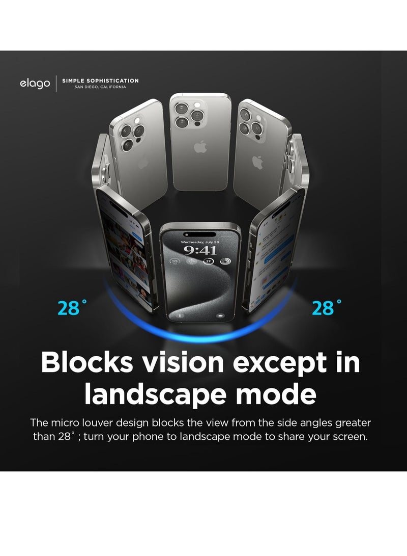 إلترازون واقي شاشة من الزجاج المقوى للخصوصية لهاتف iPhone 15 Pro MAX (2023) - [28 درجة 1 عبوة] - Image 3