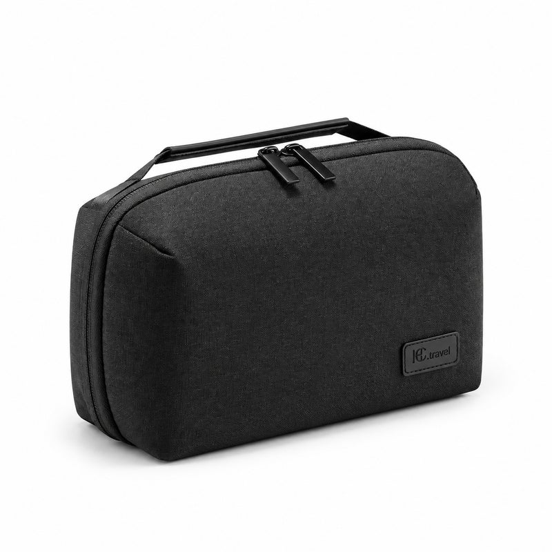 Cable Organizer Pouch, RPET Multi-Compartment Travel Electronics Storage Bag for Chargers, Cables, Power Bank, SSD and Earbuds, 20 x 12 x 9 cm, Black - Image 1