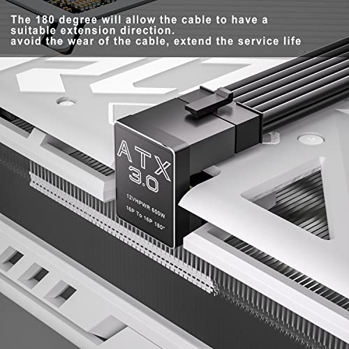 JOYJOM 12VHPWR 180 Degree Angled Adapter: Aluminum ATX 3.0 16 Pin GPU Power Connector 600W Pcie5.0 Power Adapter for 12+4pin RTX 3090Ti 4070Ti 4080 4090 Graphic Card GPU (Type A) - Image 3