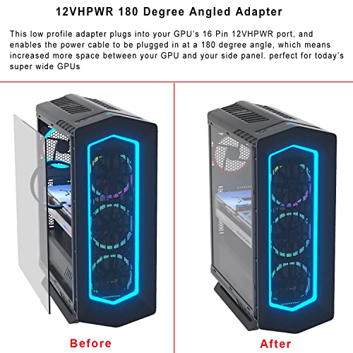 JOYJOM 12VHPWR 180 Degree Angled Adapter: Aluminum ATX 3.0 16 Pin GPU Power Connector 600W Pcie5.0 Power Adapter for 12+4pin RTX 3090Ti 4070Ti 4080 4090 Graphic Card GPU (Type A) - Image 4