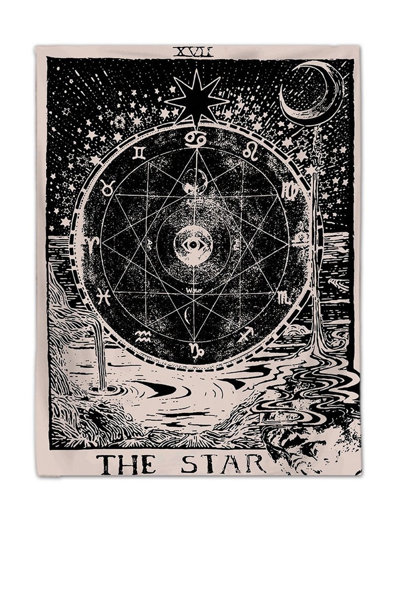 Vintage Style Star Printed Bedroom Decoration Tapestry Personality Square Dark Style Cool Wall Hanging Home Living Room Study Decor 150*130cm - Image 2