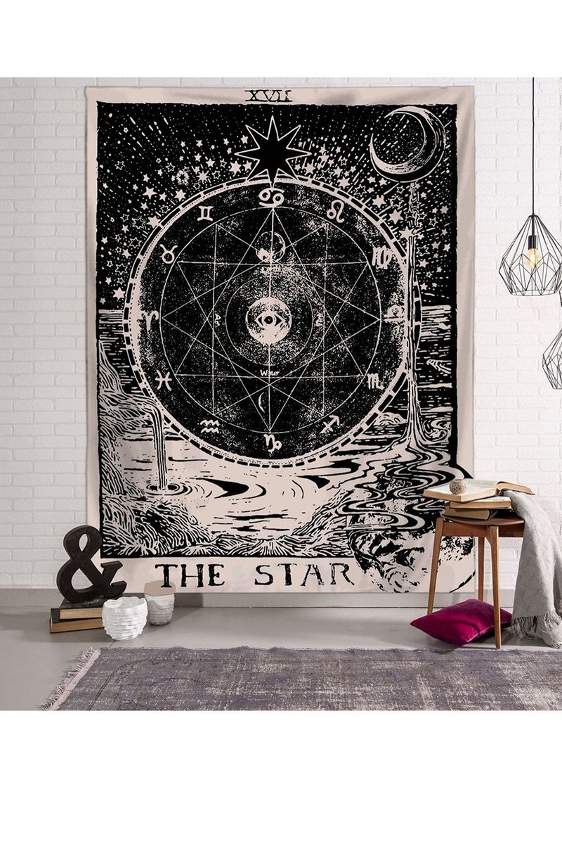 Vintage Style Star Printed Bedroom Decoration Tapestry Personality Square Dark Style Cool Wall Hanging Home Living Room Study Decor 150*130cm - Image 1