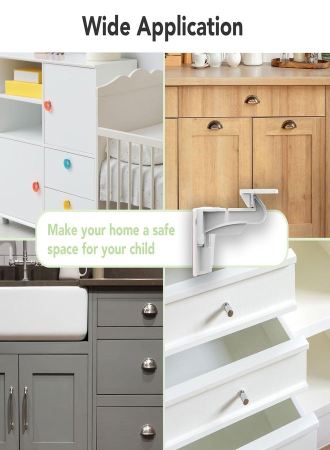 moonybaby 12-Pack Invisible Baby Proof Cabinet Latch Locks by Moonybaby, White - Image 3
