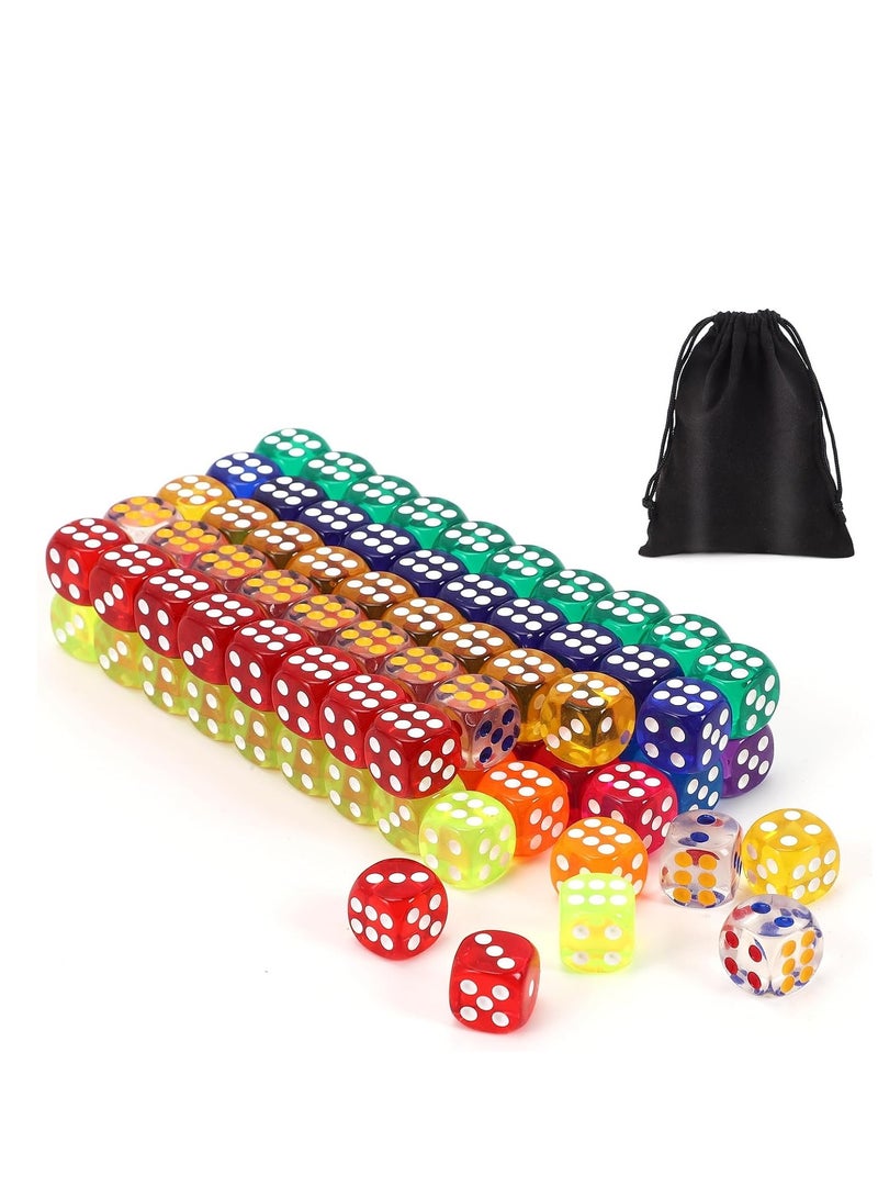 general 100Pcs Colored Dice Set Standard 16mm Game Dice Bulk with a Black Drawstring Storage Bag, for Learning, Dice for Classroom - Image 1