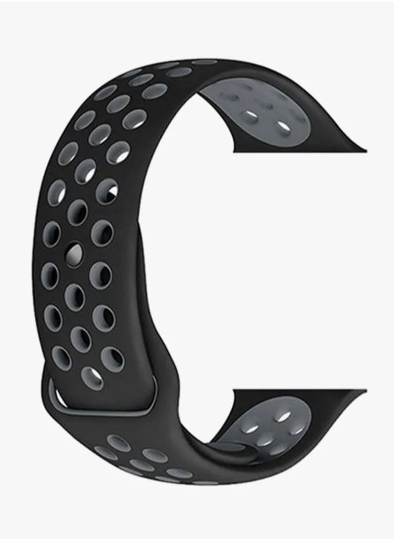 Generic - Apple Watch Band , Nike Apple Watch Strap for Apple Watch Series 7 / 6 / SE / 5 / 41 / 40 / 38 mm Black Grey - Image 1