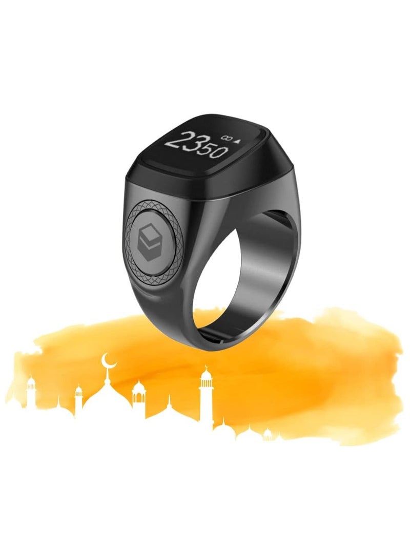 iQIBLA Umeox newest Smart Tasbih Zikr MO2pro Ring, Muslim Prayer, Prayer timing reminder, OLED display Tasbih Counter, Smart Ring, Waterproof- Space Gray 20mm - Image 1