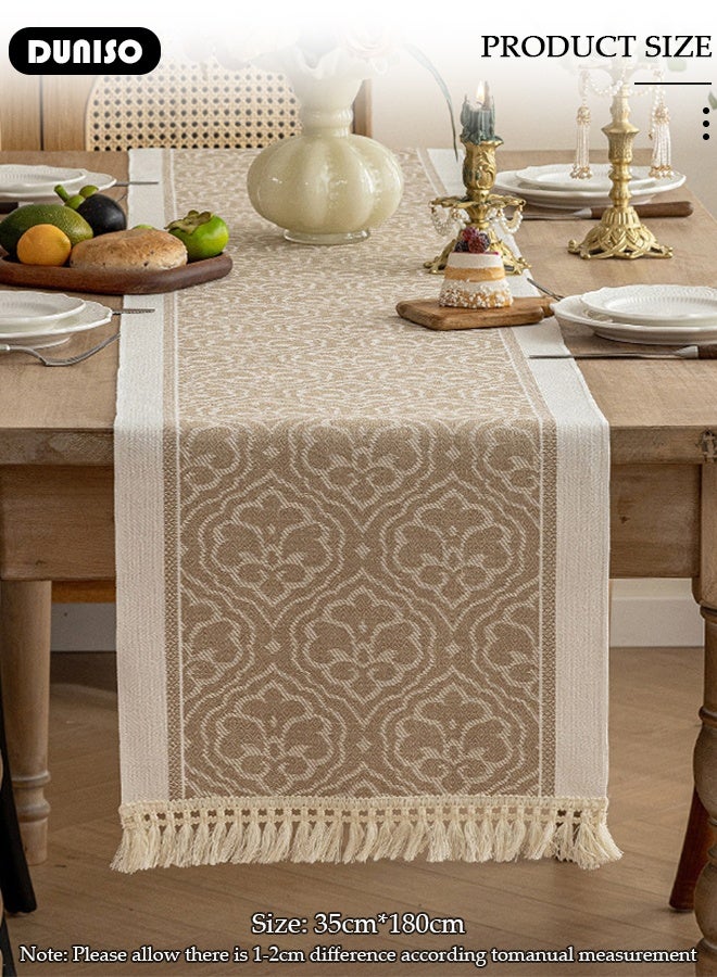 DUNISO Table Runner with Tassels, Luxury Decorative Dresser Runner, Nordic style Table Runner Cloth, Waterproof Reusable  Dining Table Runner, Table Decor for Home, Wedding and Party , 13.7×70.8 inch - Image 2