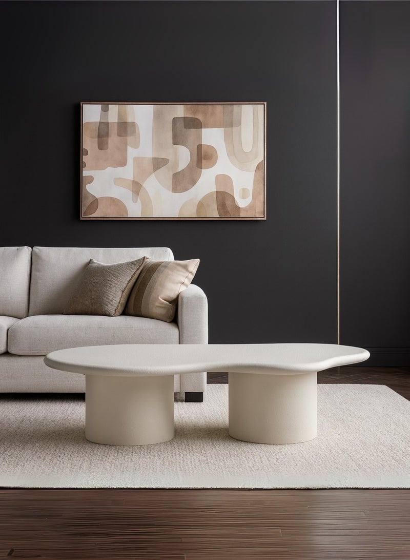 Karnak Halo Modern Beige Coffee Table with Dual Cylinder Base – Minimalist Luxury Center Table for Living RoomRoom Balcony Garden, Living Room Table Bedroom Size 90x35x150cm - Image 2